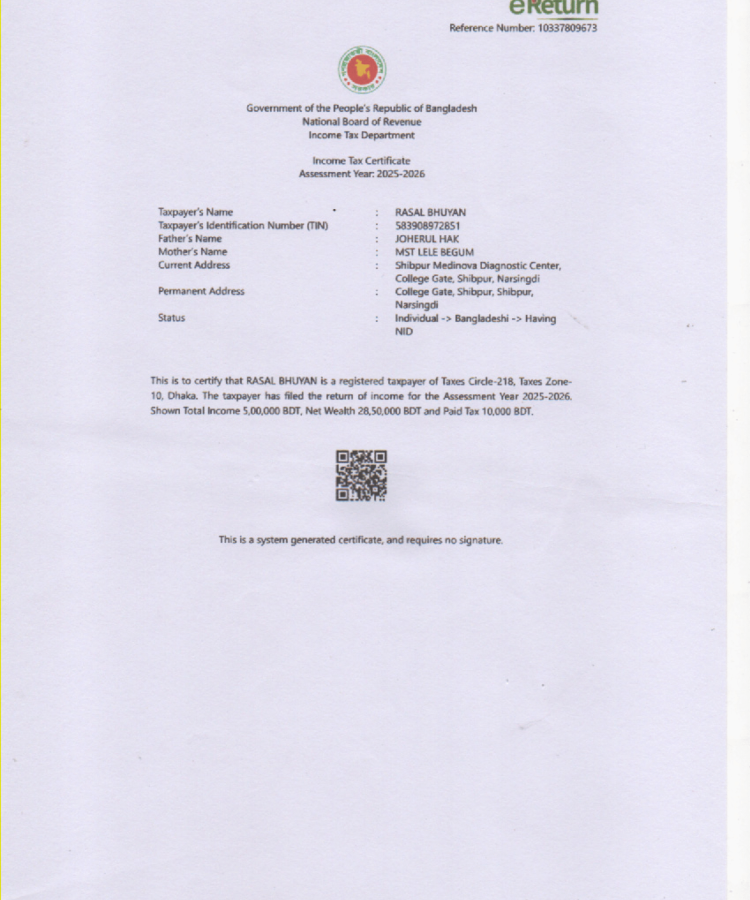 Income Tax Certificate
