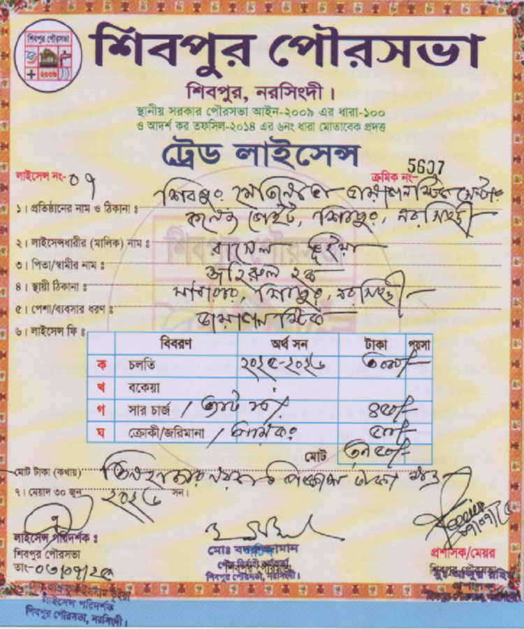 Trade License Certificate